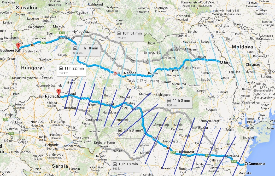 harta autostrazi minimale la cca o ora de orice oras din Romania